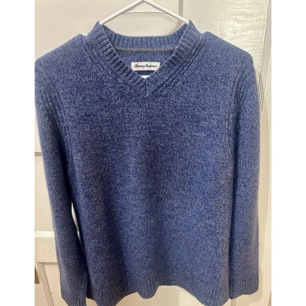 Tommy Bahama Men's V Neck Sweater Long Sleeve Blue 100 Cashmere Large L